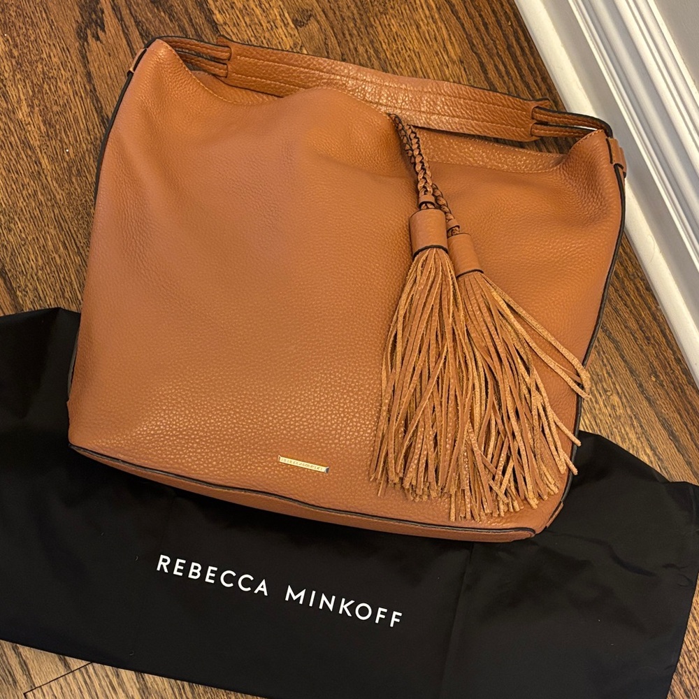 Rebecca Minkoff Caramel Brown Leather Hobo Bag with Tassels
